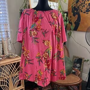 Free People Jodi Sunrise Combo Floral Boho Hippie Tunic Mini Dress